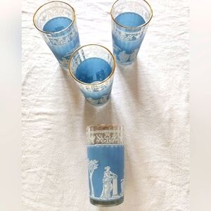Wedgewood Vintage Set of 4 Glasses goes with Blue White Jasperware